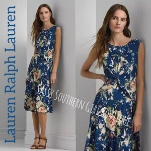 🆕⭐ Ralph Lauren Blue Floral Midi Dress